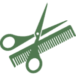 A detailed scissor and comb icon, symbolizing the precision and expertise used in delivering the best men's haircuts and styles at our Manhattan salon & Barber shop.